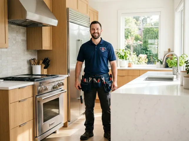 Appliance Repair Hero technician in a Bethany Beach, DE kitchen after an appliance repair